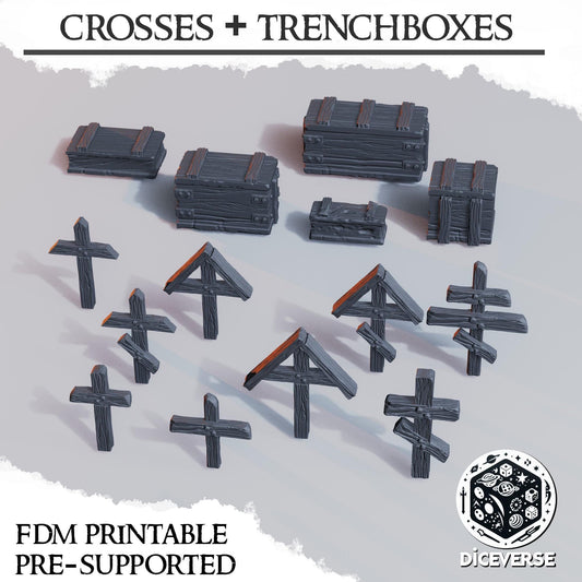 Diceverse Trench Terrain: Trenchboxes and Crosses - Trench  Compatible (Custom Order) - product image