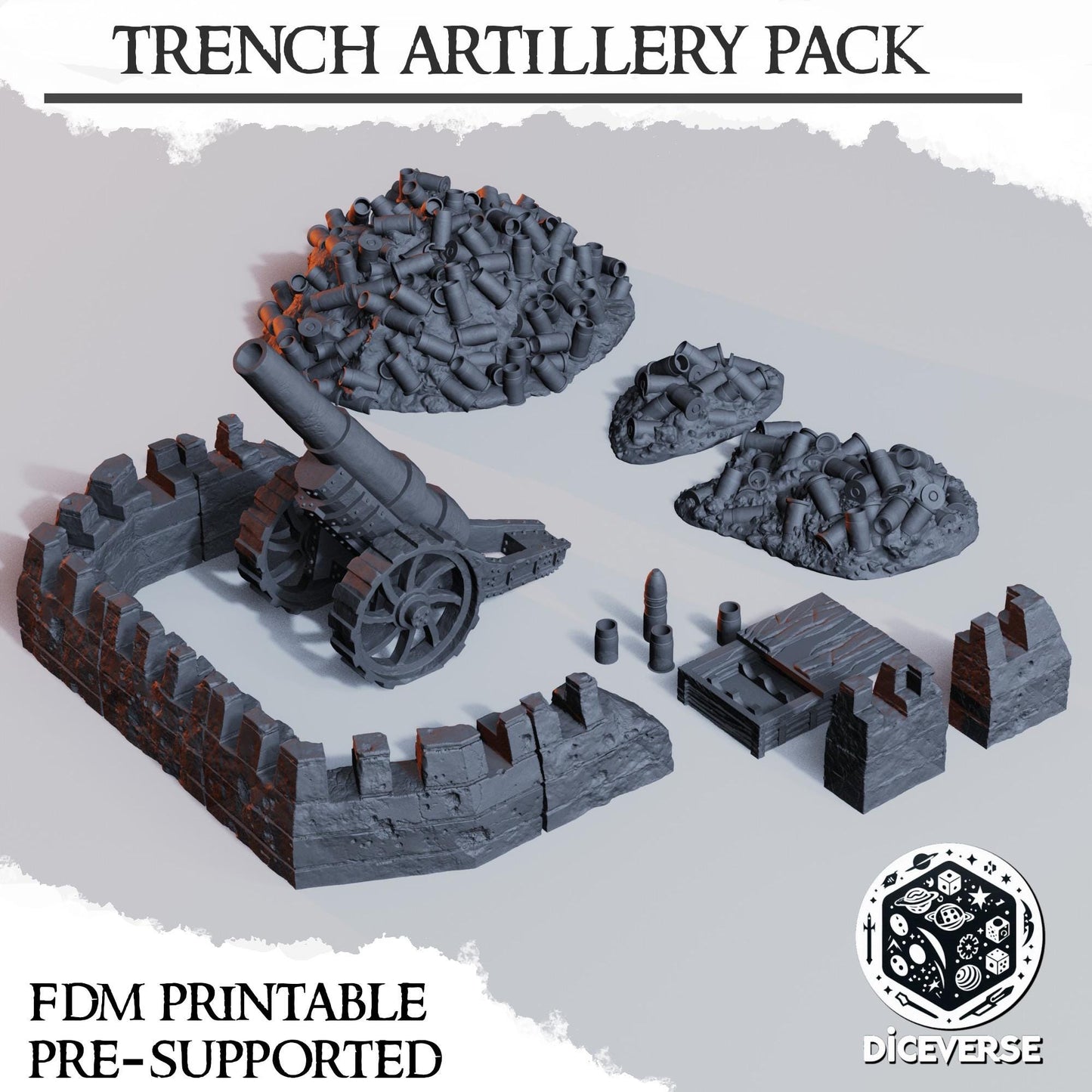 Diceverse Trench Terrain: Artillery Pack - Trench  Compatible (Custom Order) - product image