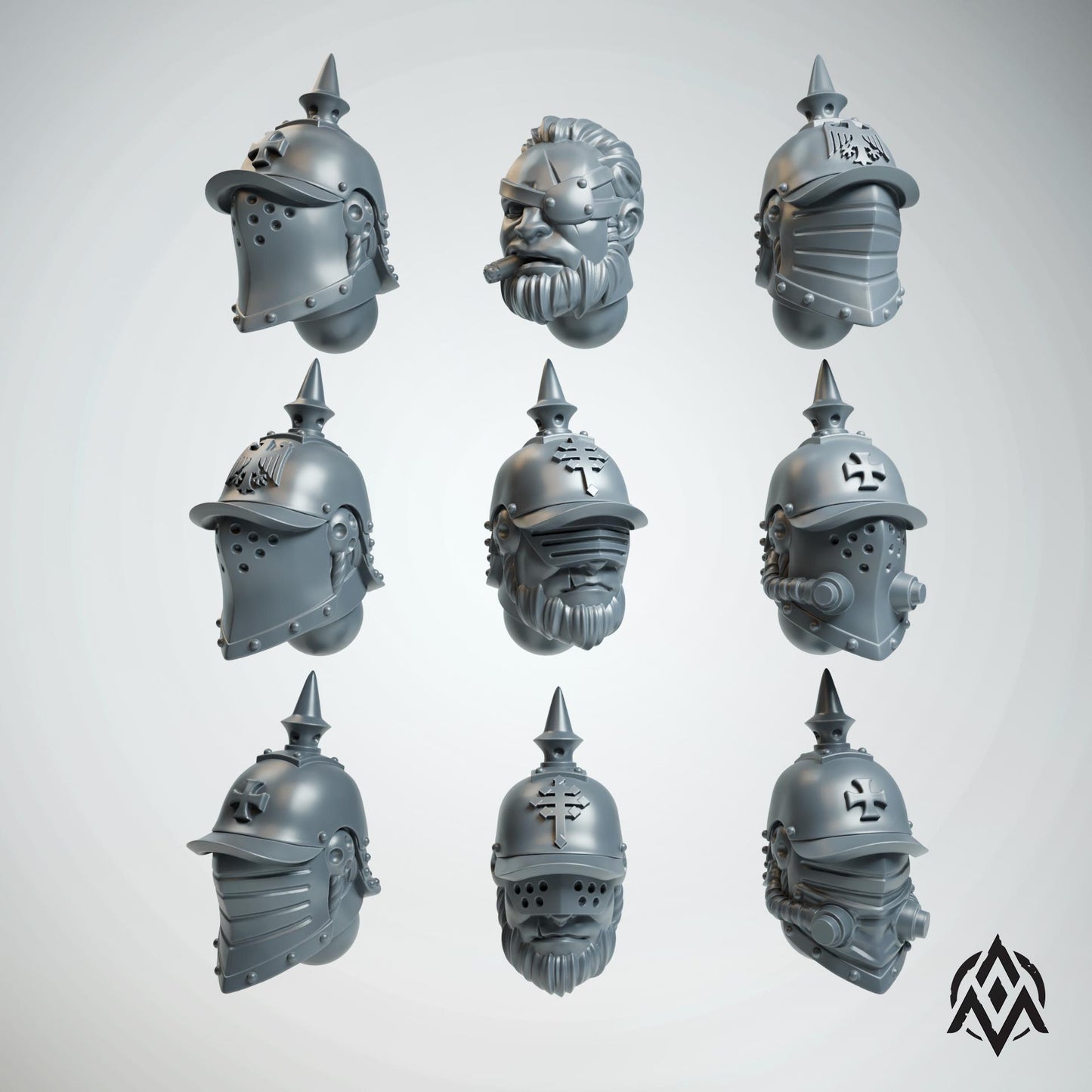Arcamundi Prussian Dieselpunk Veteran Heads x20 - Trench  Compatible (Custom Order) - product image
