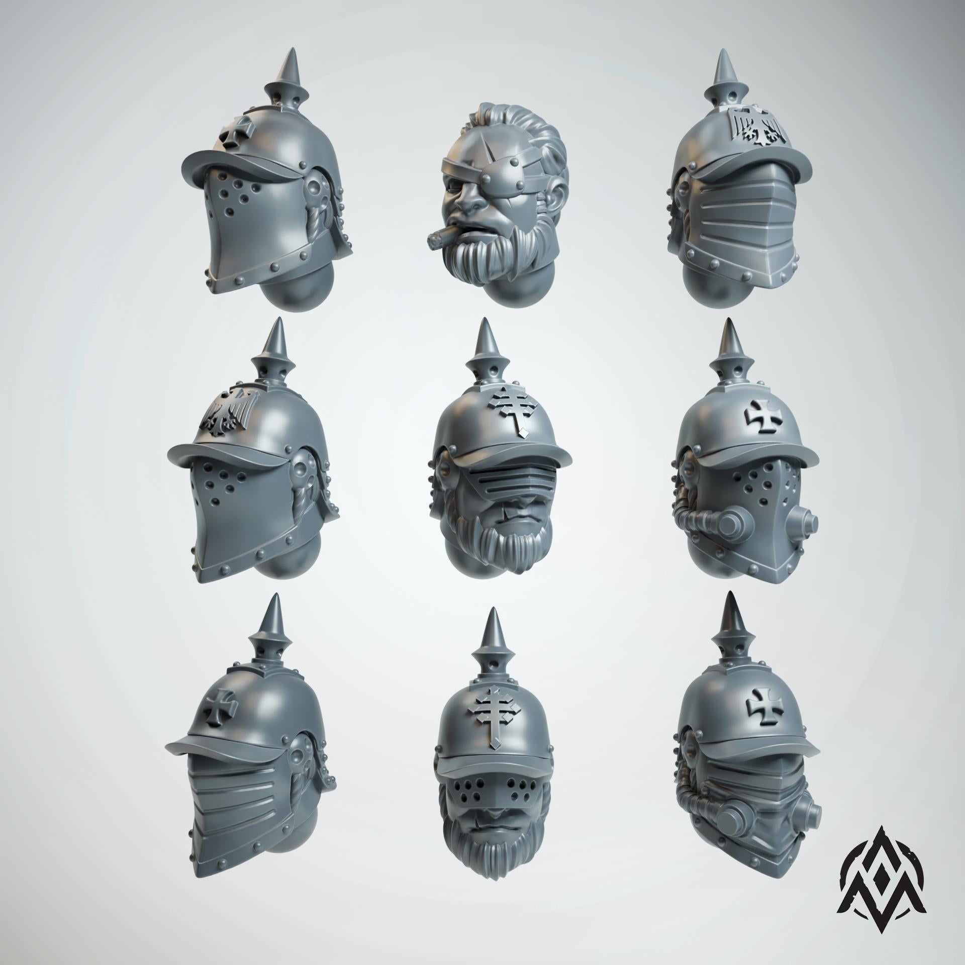 Arcamundi Prussian Dieselpunk Veteran Heads x20 - Trench  Compatible (Custom Order) - product image