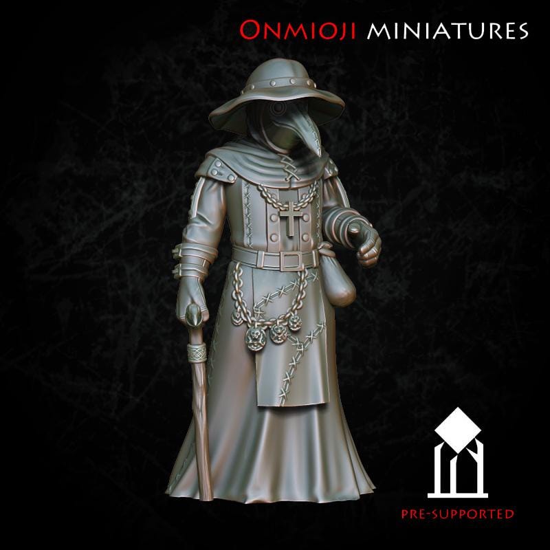Onmioji Miniatures Plague Doctor with Cane - Trench Crusade Compatible (Custom Order) - product image 2 of 2