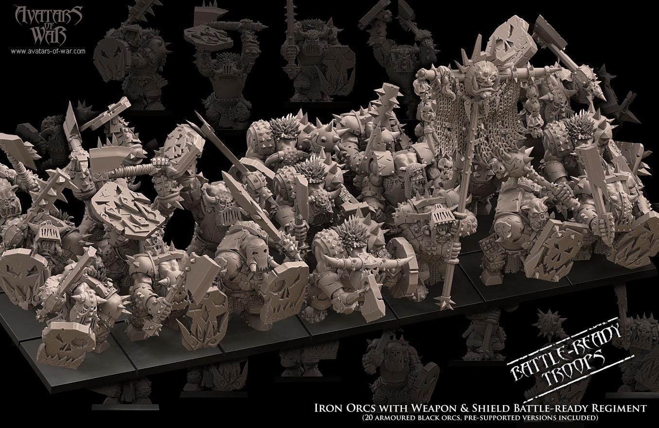 Avatars of War Iron Orcs Weapon and Shield Regiment - Fantasy / D&D (Custom Order) - product image 1 of 7