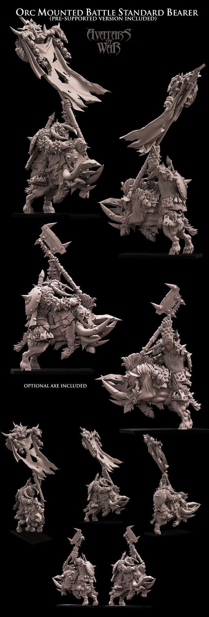 Avatars of War Orc Mounted Battle Standard Bearer - Fantasy / D&D (Custom Order) - product image 2 of 2