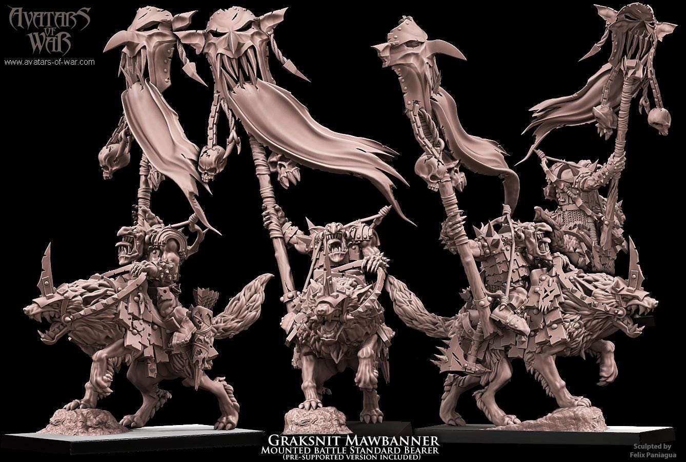 Avatars of War Goblin Mounted Battle Standard Bearer - Fantasy / D&D (Custom Order) - product image 2 of 2