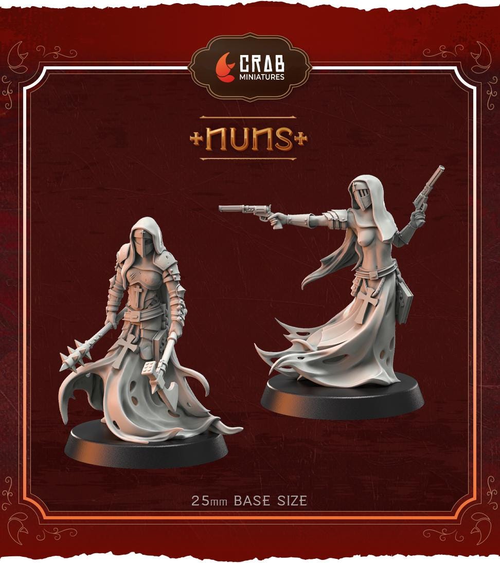 Crab Miniatures Wraith Pilgrims Nuns - Trench  Compatible (Custom Order) - product image 1 of 3