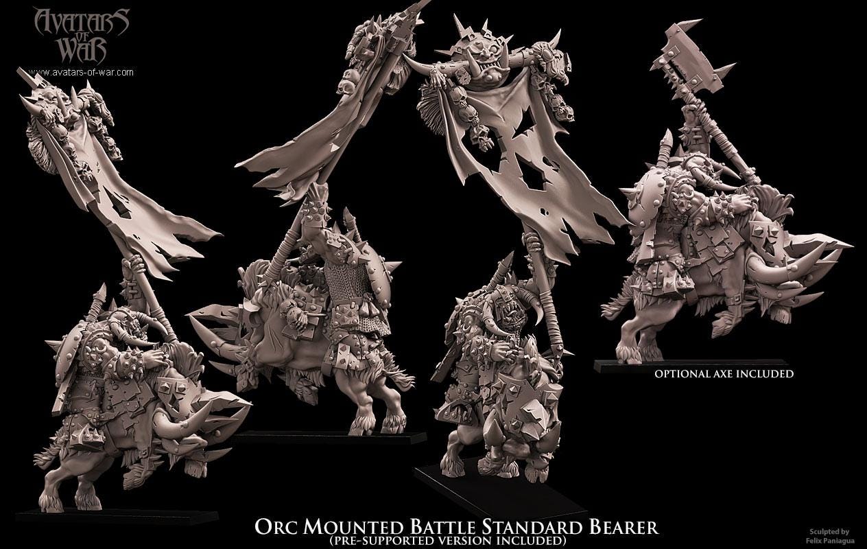Avatars of War Orc Mounted Battle Standard Bearer - Fantasy / D&D (Custom Order) - product image 1 of 2