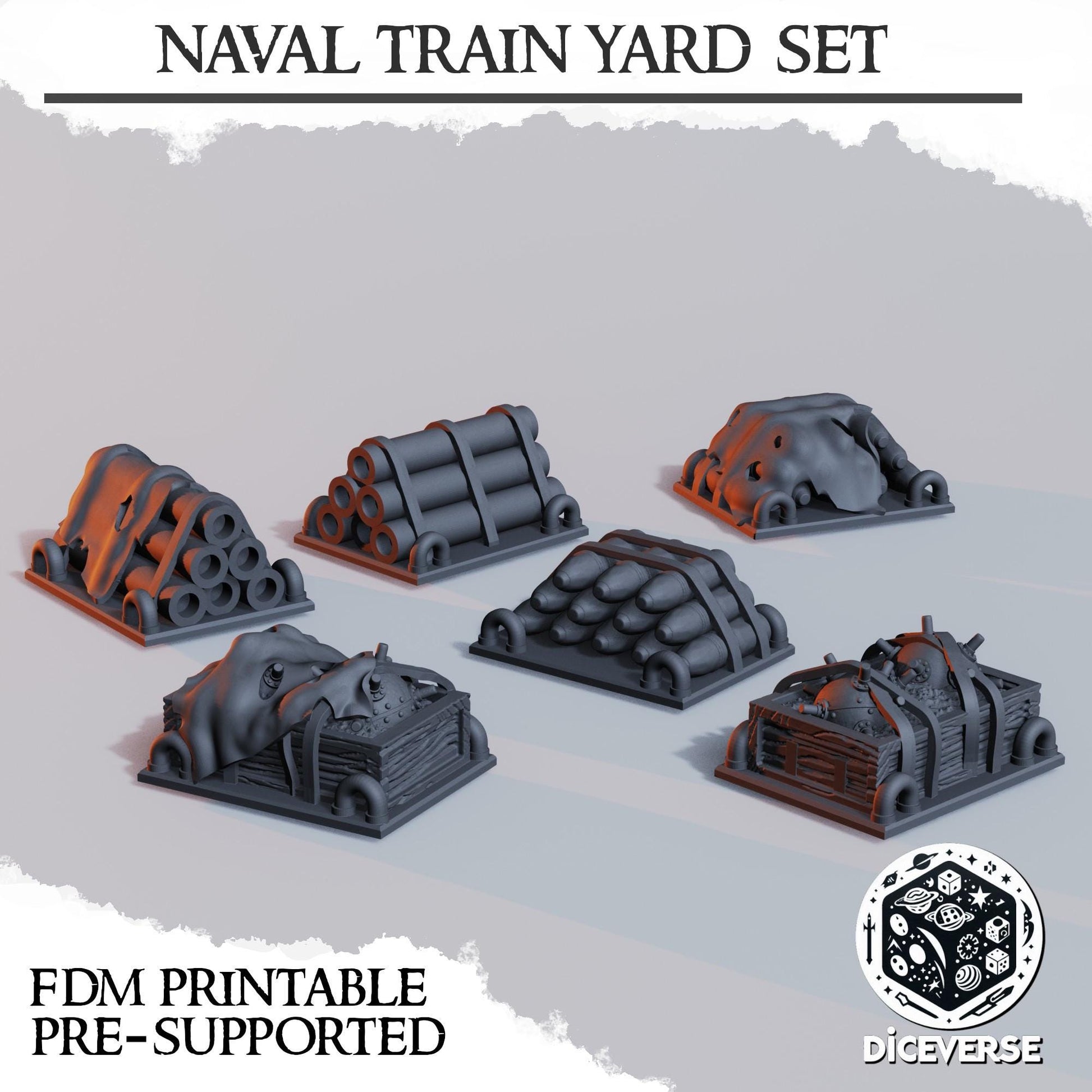 Diceverse Trench Terrain: Naval Train Yard Set - Trench  Compatible (Custom Order) - product image 3 of 3