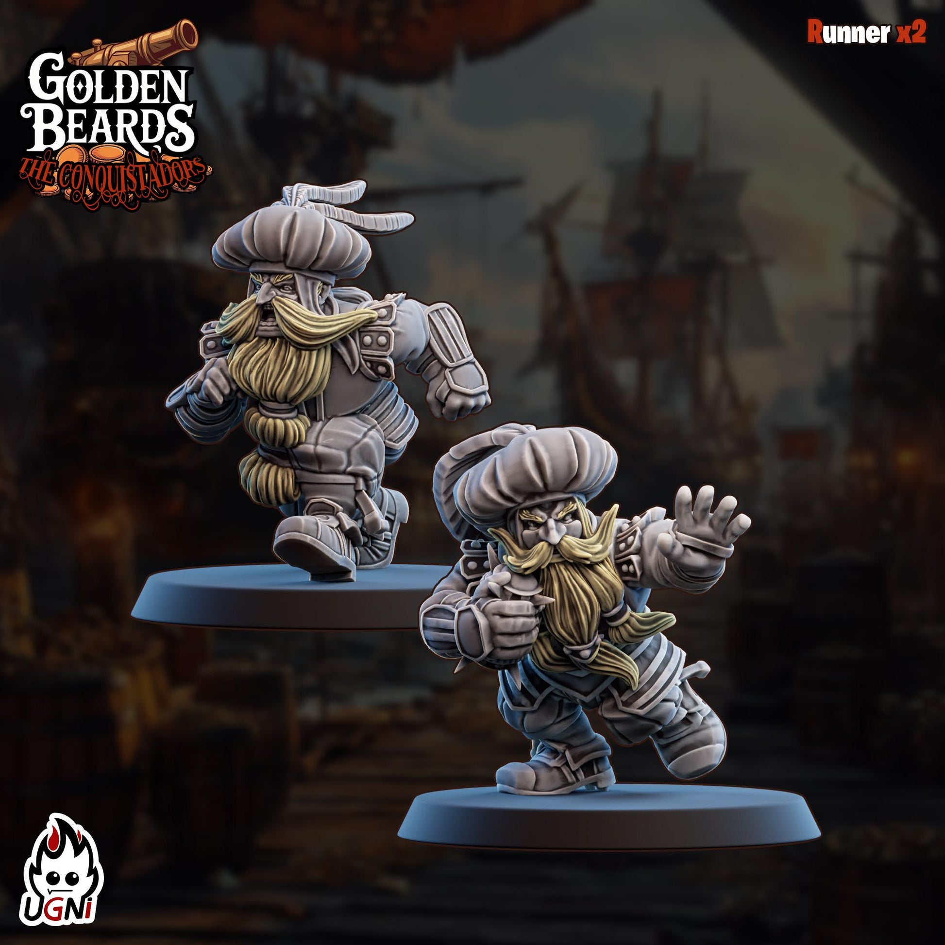Golden Beards Dwarves (Conquistador Style) - Designed by UGNI Miniatures - Fantasy Football - product image 6 of 8