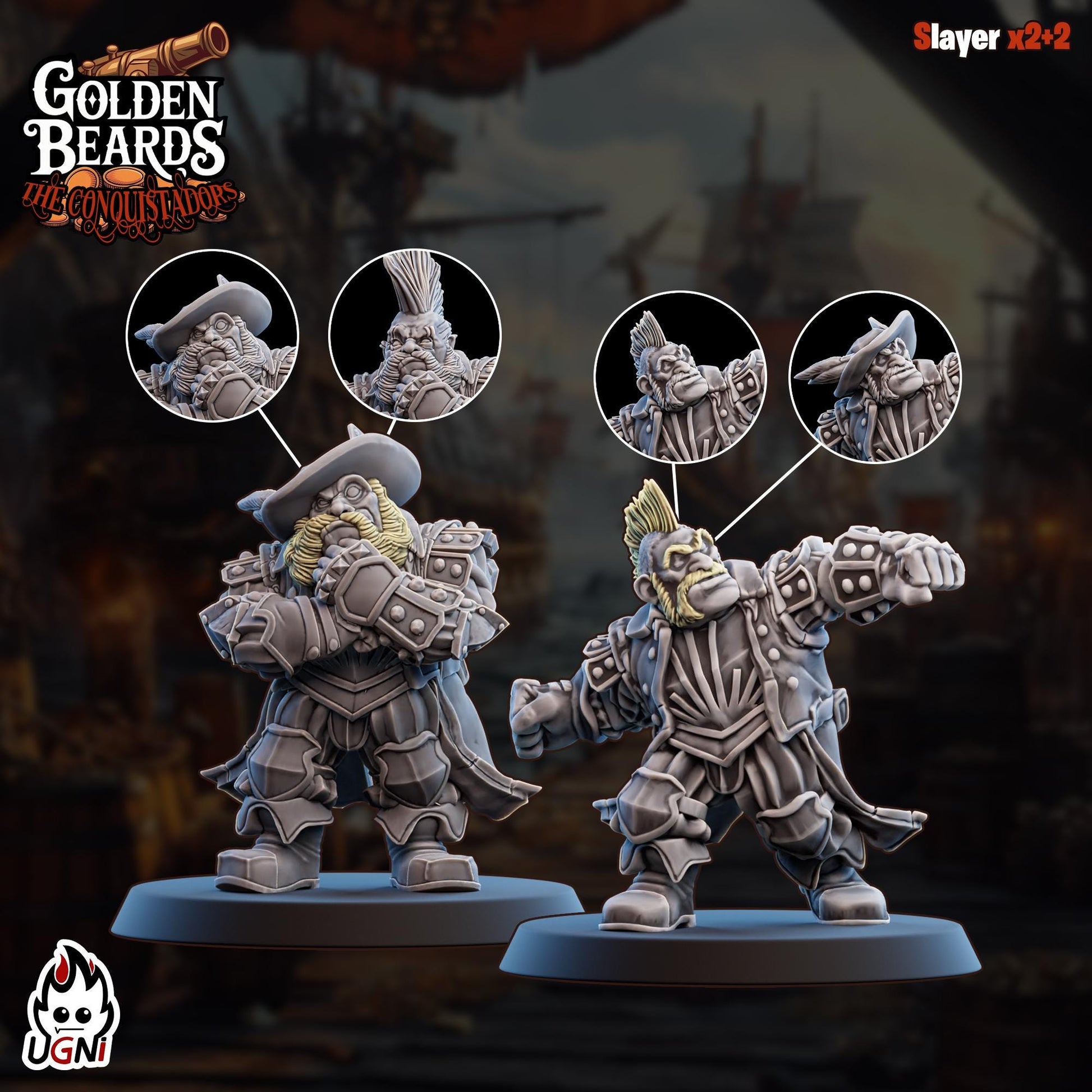 Golden Beards Dwarves (Conquistador Style) - Designed by UGNI Miniatures - Fantasy Football - product image 4 of 8