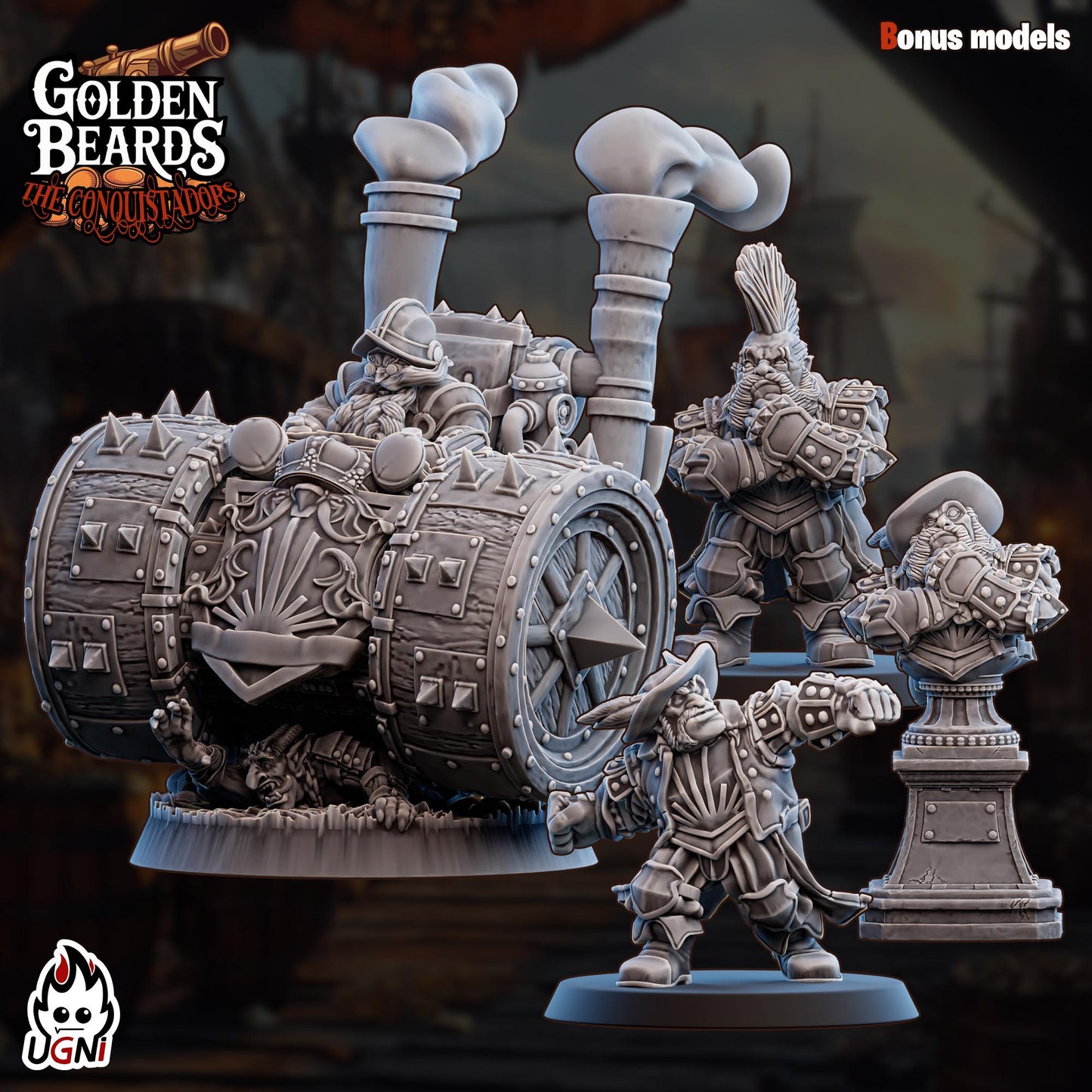 Golden Beards Dwarves (Conquistador Style) - Designed by UGNI Miniatures - Fantasy Football - product image 8 of 8