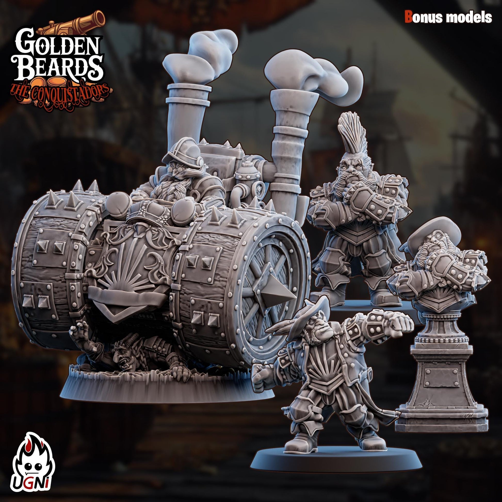 Golden Beards Dwarves (Conquistador Style) - Designed by UGNI Miniatures - Fantasy Football - product image 8 of 8