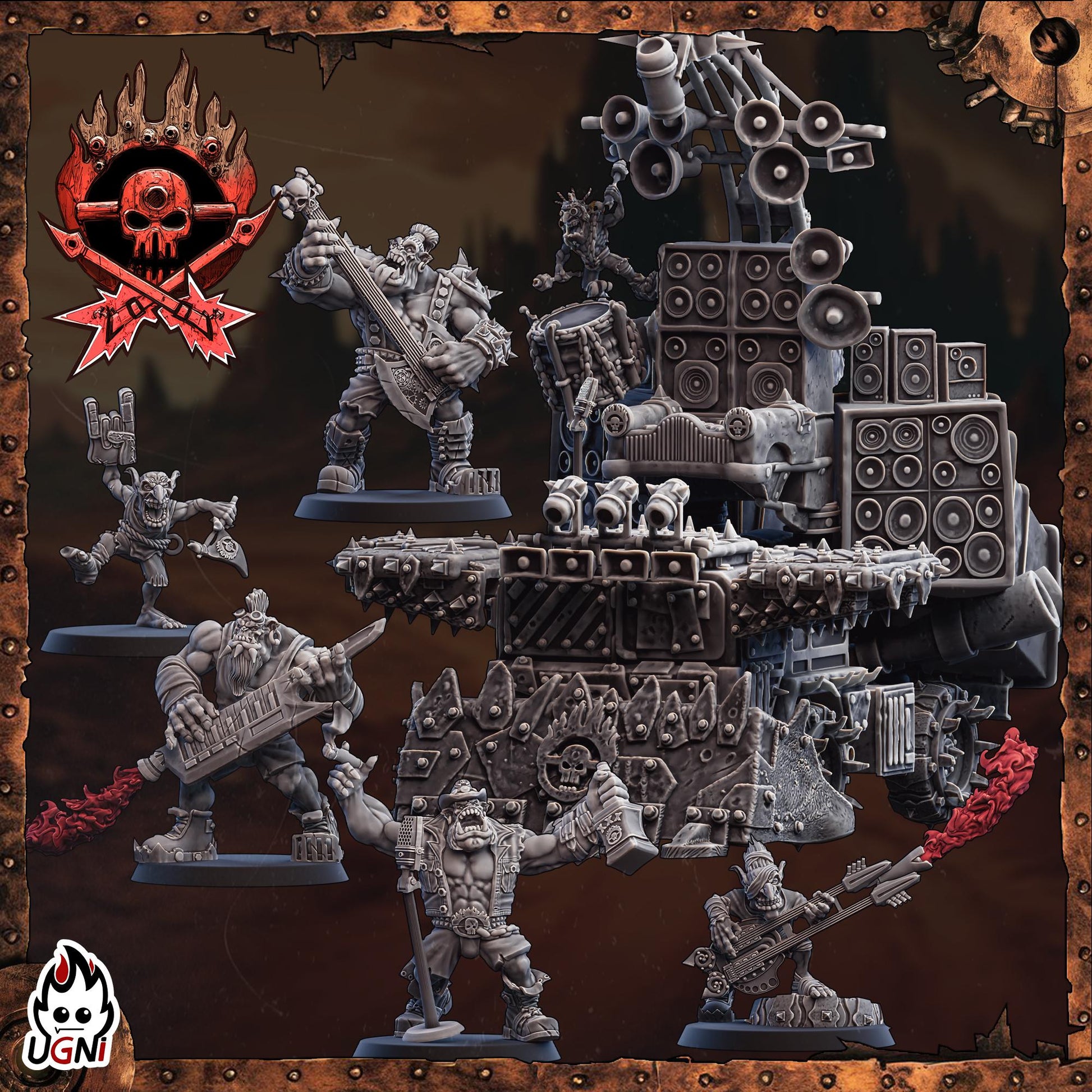 Fantasy Football Orcs - Rock Band (Mad Max Style) - Designed by UGNI Miniatures - Fantasy Football - product image 1 of 5