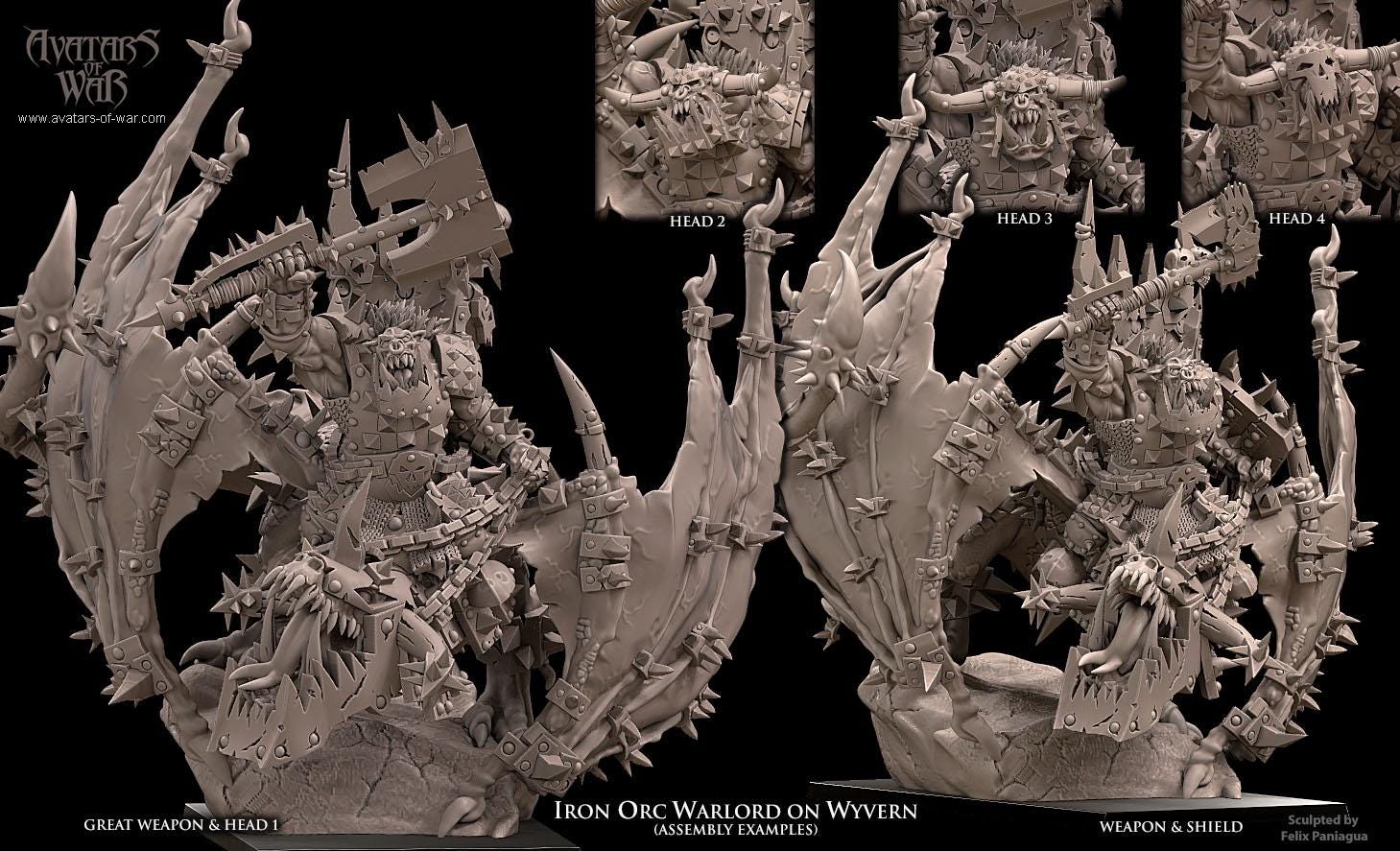 Avatars of War Iron Orc Warlord mounted on Wyvern - Fantasy / D&D (Custom Order) - product image 1 of 5