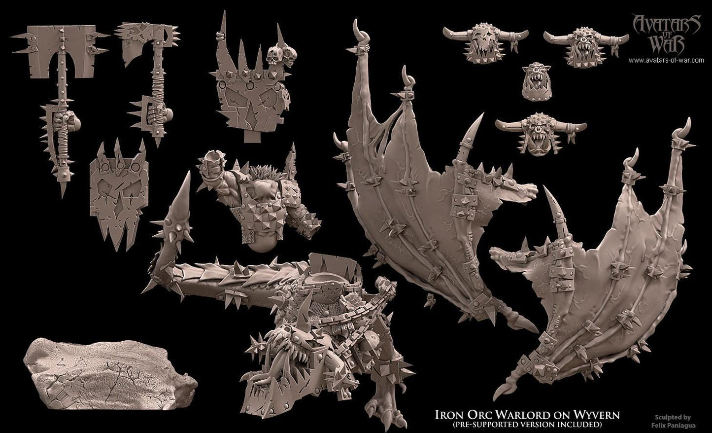 Avatars of War Iron Orc Warlord mounted on Wyvern - Fantasy / D&D (Custom Order) - product image 5 of 5