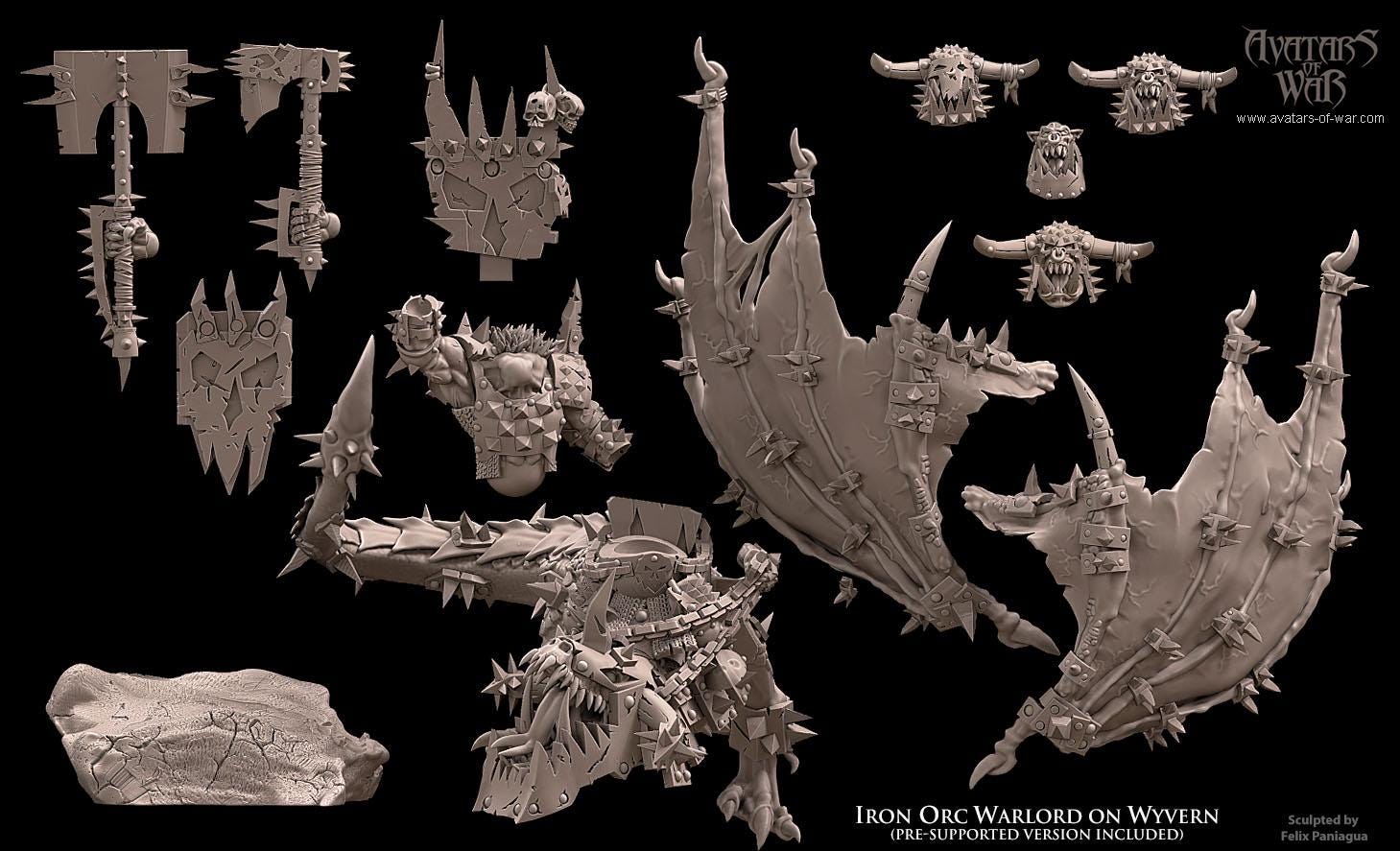 Avatars of War Iron Orc Warlord mounted on Wyvern - Fantasy / D&D (Custom Order) - product image 5 of 5