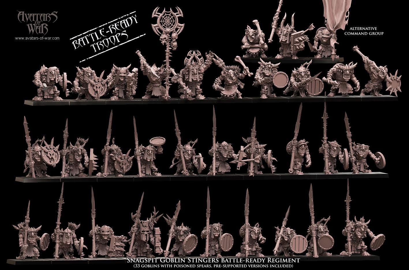 Avatars of War Snagspit Goblin Stingers Battle-Ready regiment - Fantasy / D&D (Custom Order) - product image 2 of 3