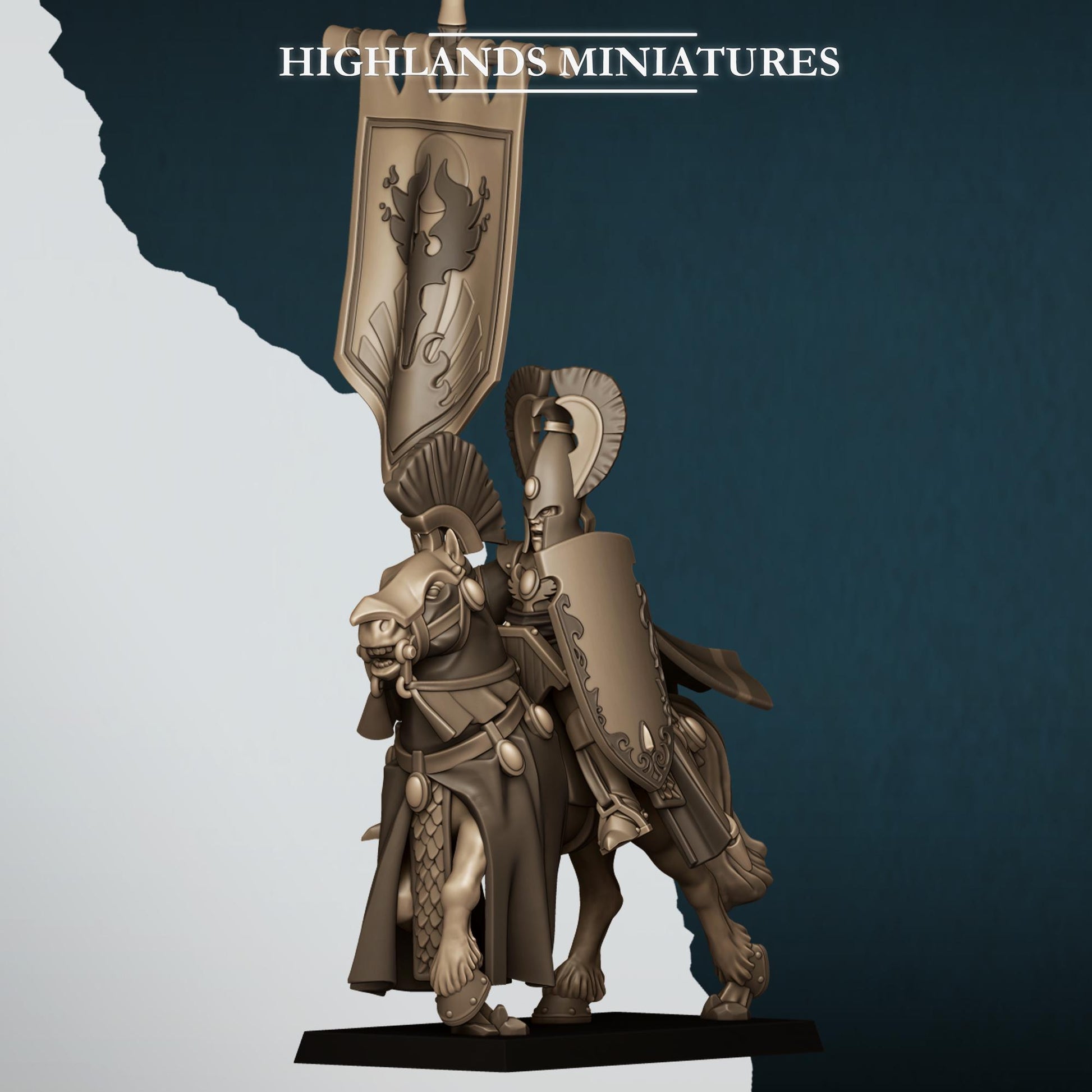 Highland Miniatures Aegean Elf with Banner Mounted - Fantasy / D&D (Custom Order) - product image 1 of 2