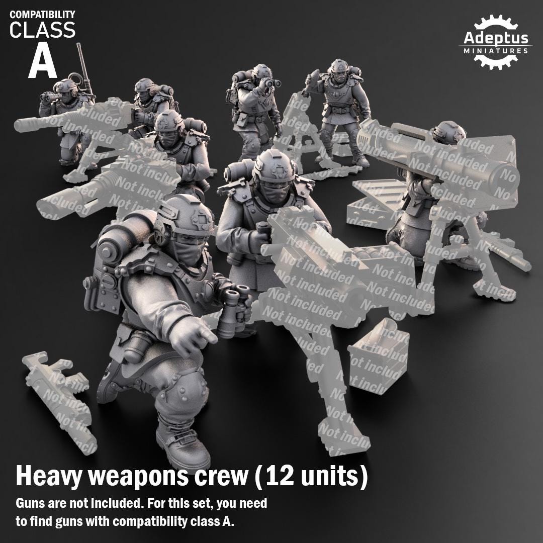 Adeptus Miniatures Dysorius Troops Heavy Weapons Teams x3 (Custom Order) - product image 1 of 8