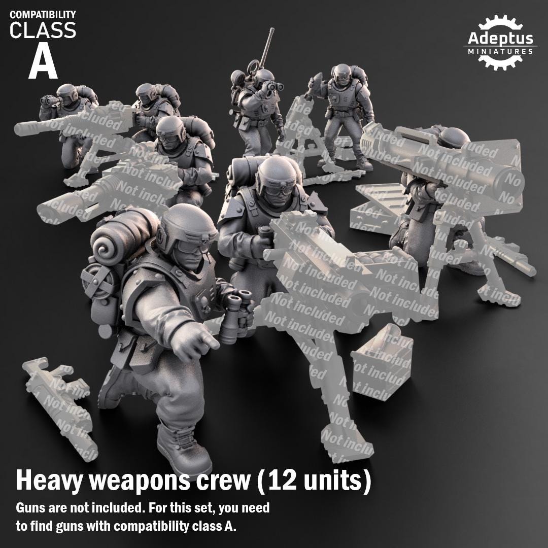 Adeptus Miniatures Warden Regiment Heavy Weapons Teams x3 (Custom Order) - product image 1 of 8