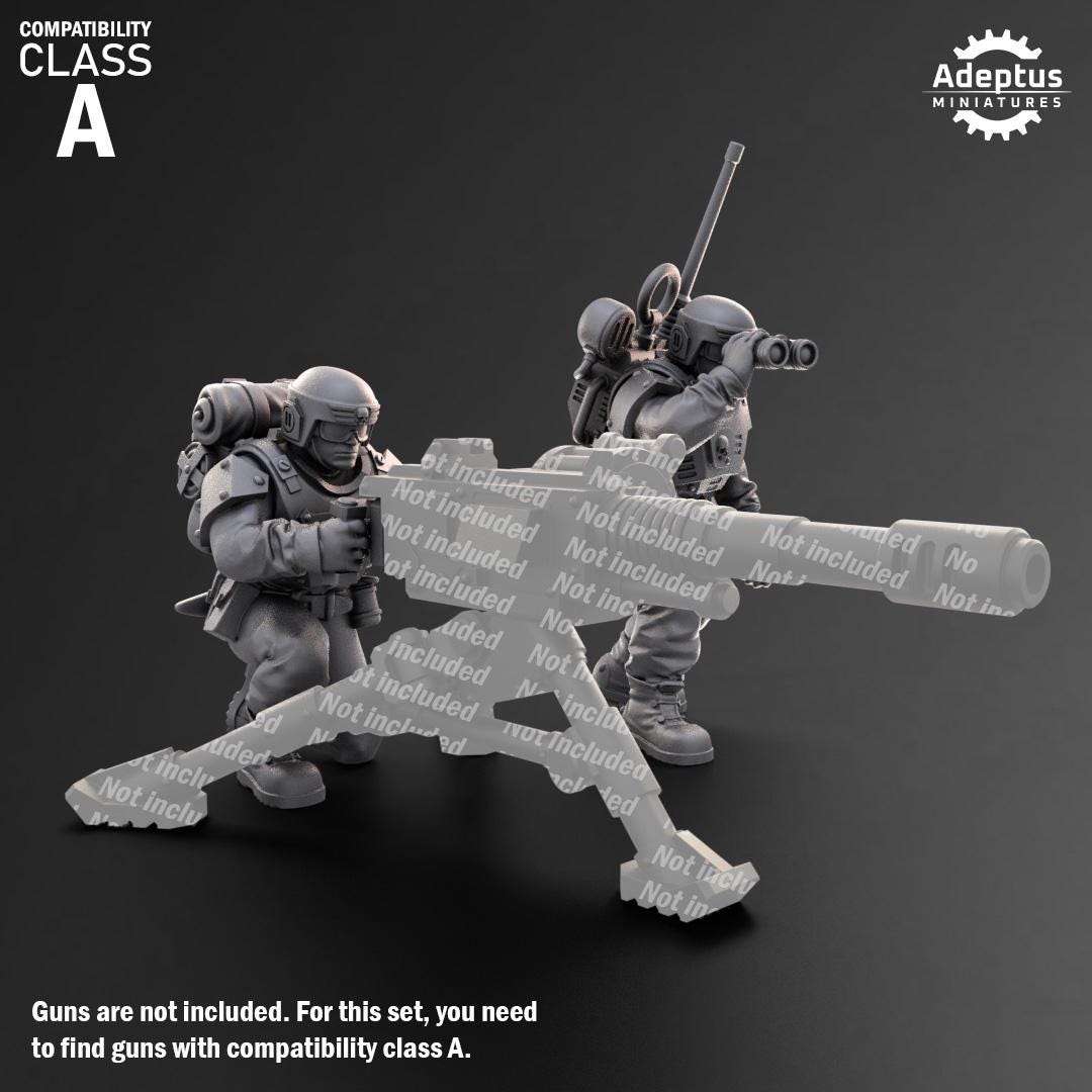 Adeptus Miniatures Warden Regiment Heavy Weapons Teams x3 (Custom Order) - product image 2 of 8