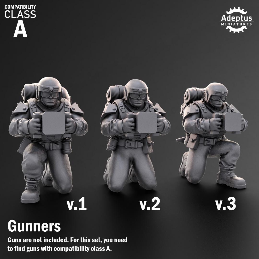 Adeptus Miniatures Warden Regiment Heavy Weapons Teams x3 (Custom Order) - product image 3 of 8