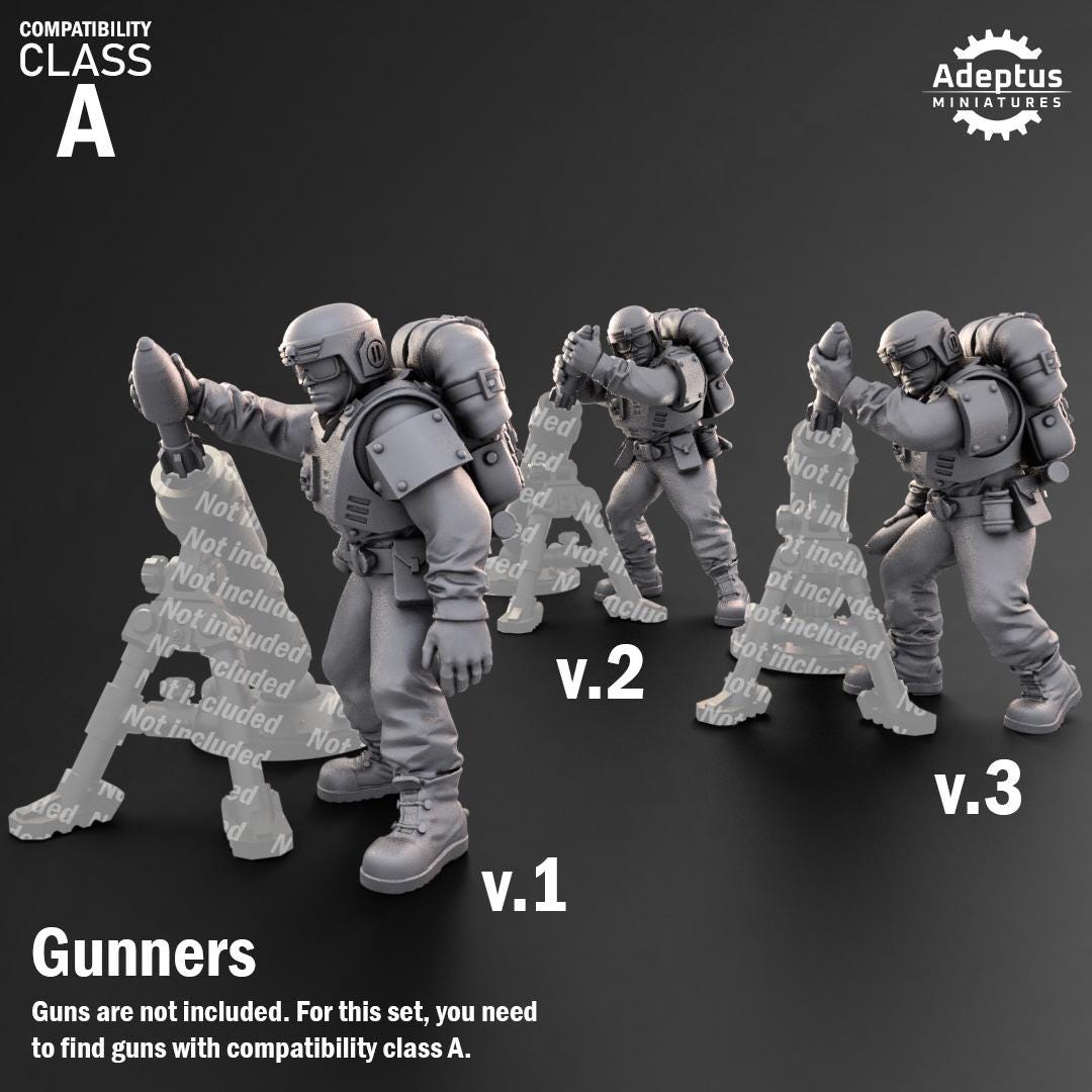 Adeptus Miniatures Warden Regiment Heavy Weapons Teams x3 (Custom Order) - product image 6 of 8