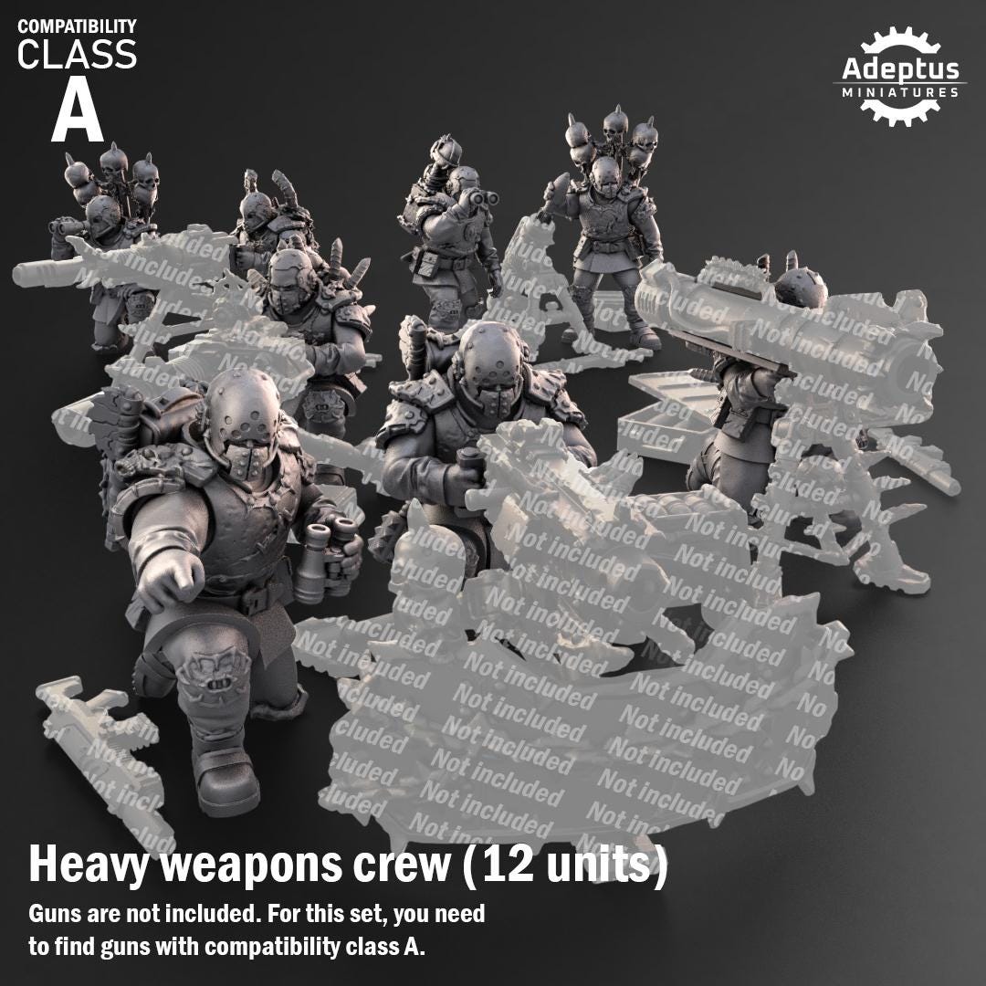 Adeptus Miniatures Dark Krocs. Renegades and Heretics Heavy Weapons Teams x3 (Custom Order) - product image 1 of 9