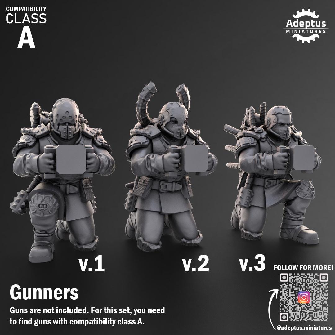 Adeptus Miniatures Dark Krocs. Renegades and Heretics Heavy Weapons Teams x3 (Custom Order) - product image 3 of 9