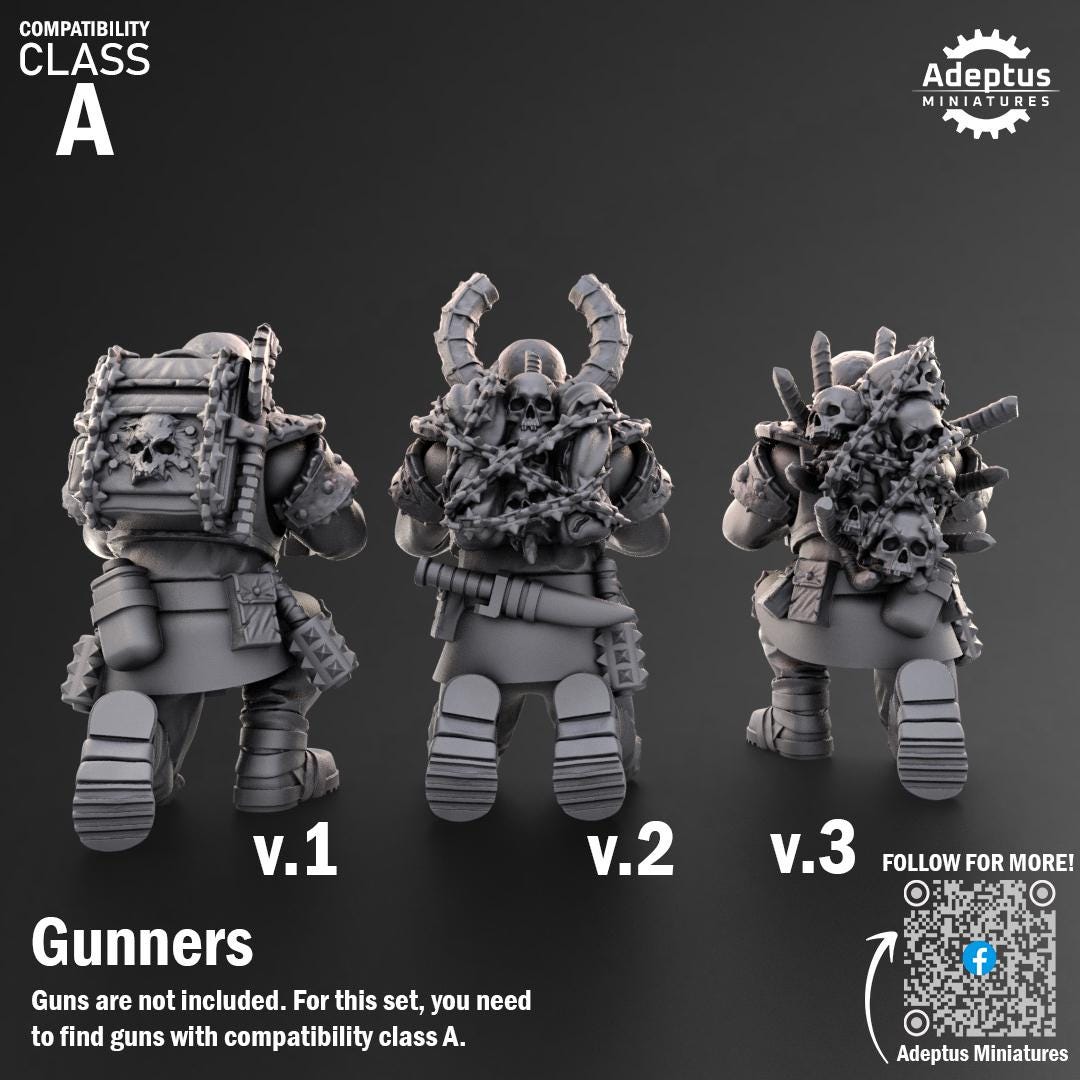 Adeptus Miniatures Dark Krocs. Renegades and Heretics Heavy Weapons Teams x3 (Custom Order) - product image 4 of 9
