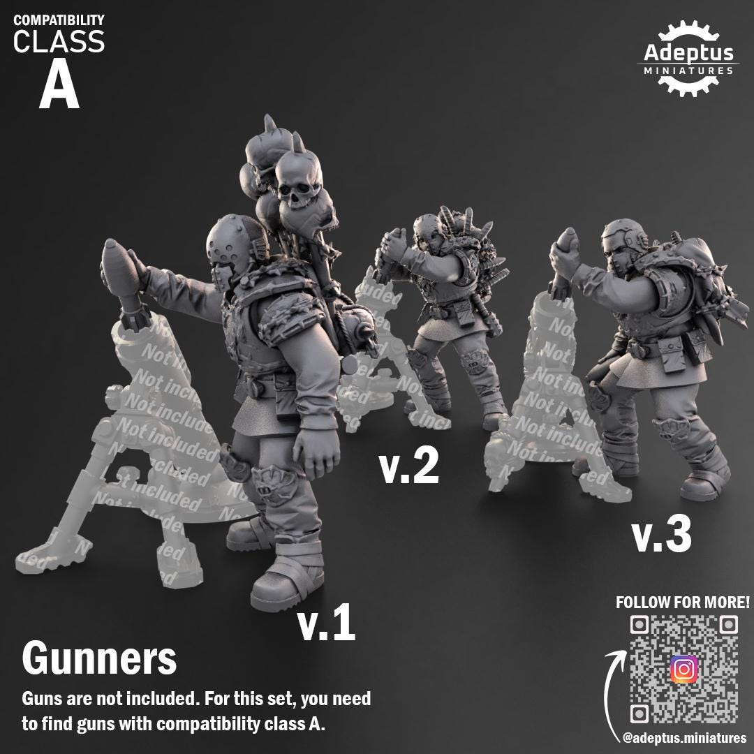 Adeptus Miniatures Dark Krocs. Renegades and Heretics Heavy Weapons Teams x3 (Custom Order) - product image 6 of 9