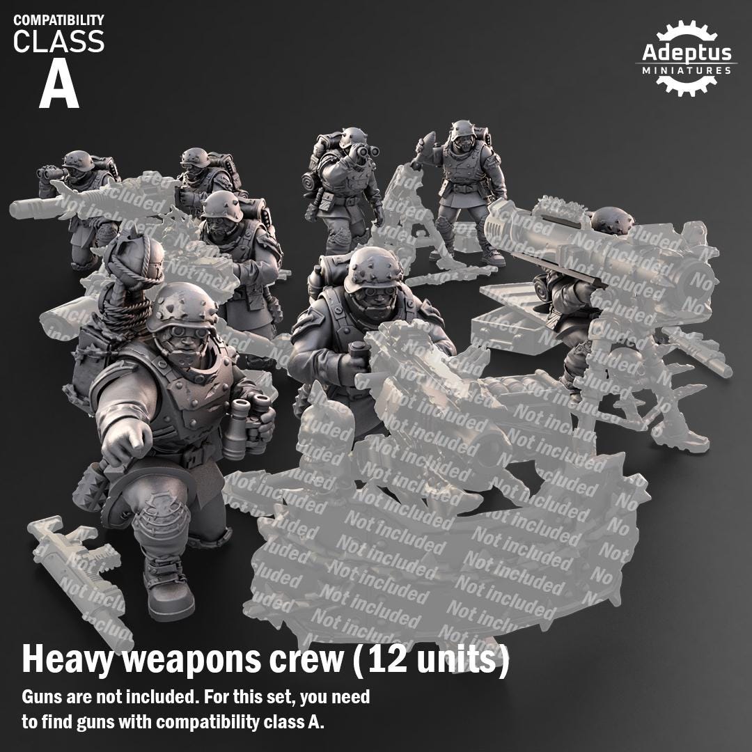 Adeptus Miniatures The Sons of Iron. Renegades and Heretics Heavy Weapons Teams x3 (Custom Order) - product image 1 of 9