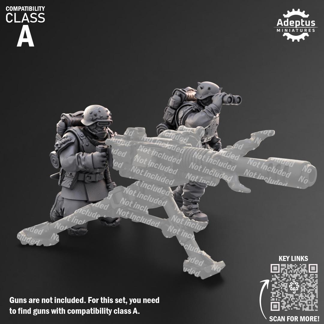 Adeptus Miniatures The Sons of Iron. Renegades and Heretics Heavy Weapons Teams x3 (Custom Order) - product image 2 of 9