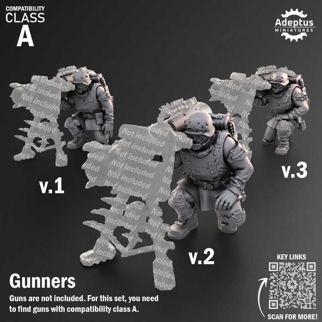 Adeptus Miniatures The Sons of Iron. Renegades and Heretics Heavy Weapons Teams x3 (Custom Order) - product image 5 of 9