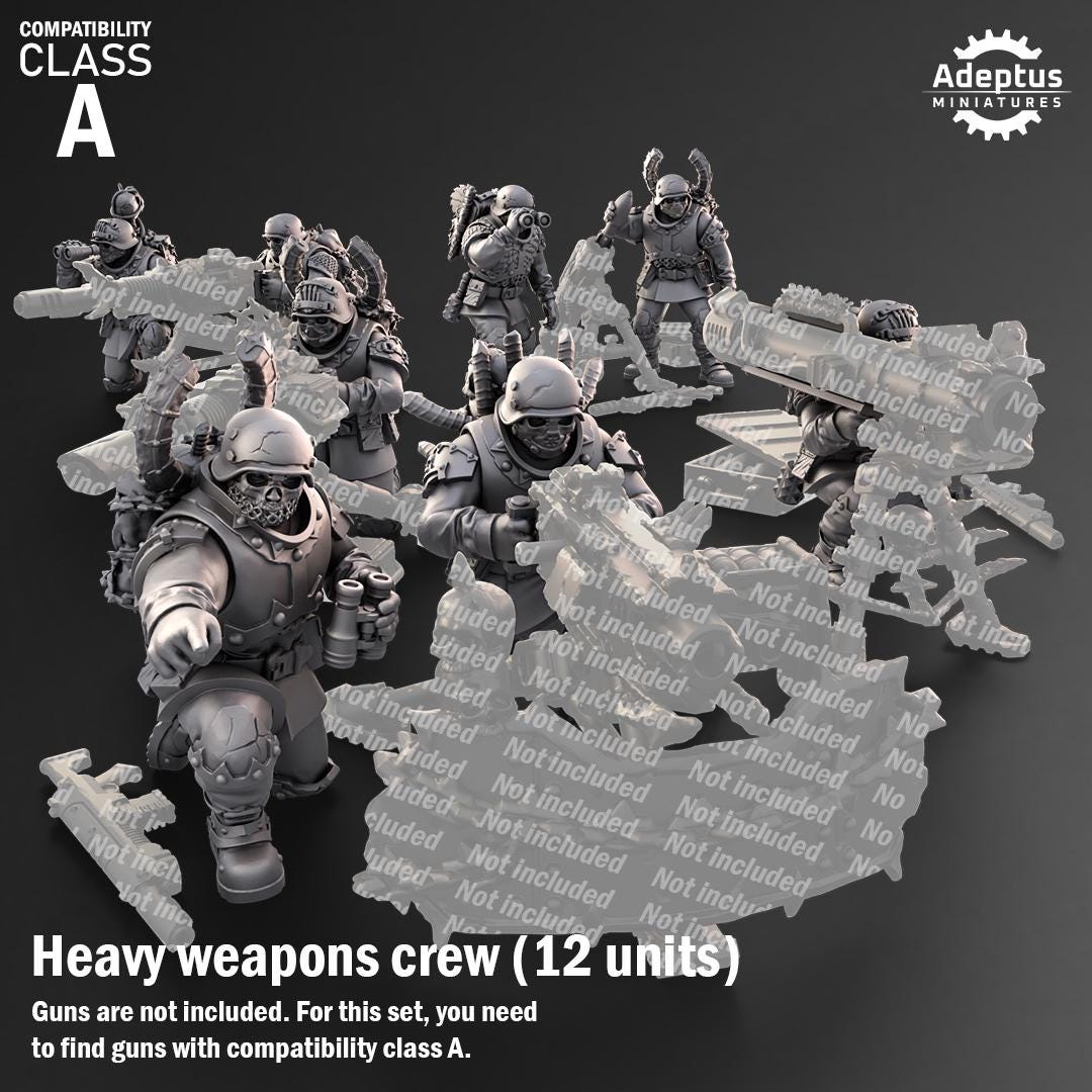 Adeptus Miniatures Varrox Regiment. Renegades and Heretics Heavy Weapons Teams x3 (Custom Order) - product image 1 of 9