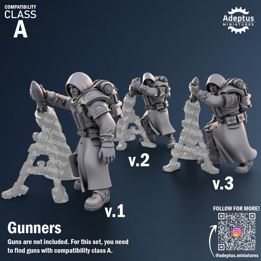 Adeptus Miniatures Janissaries Regiment Heavy Weapons Teams x3 (Custom Order) - product image 6 of 8