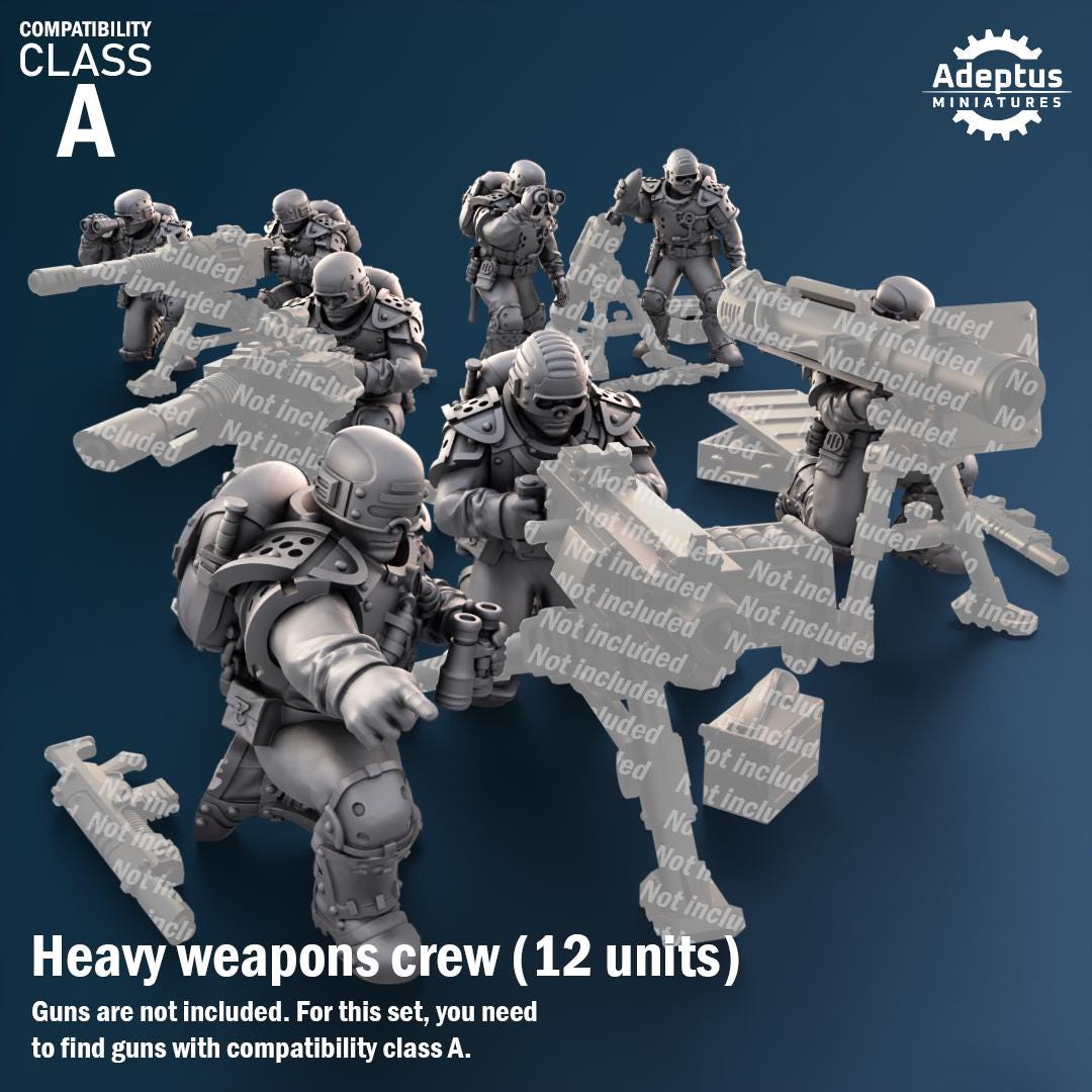Adeptus Miniatures Greyplate Troops Heavy Weapons Teams x3 (Custom Order) - product image 1 of 8