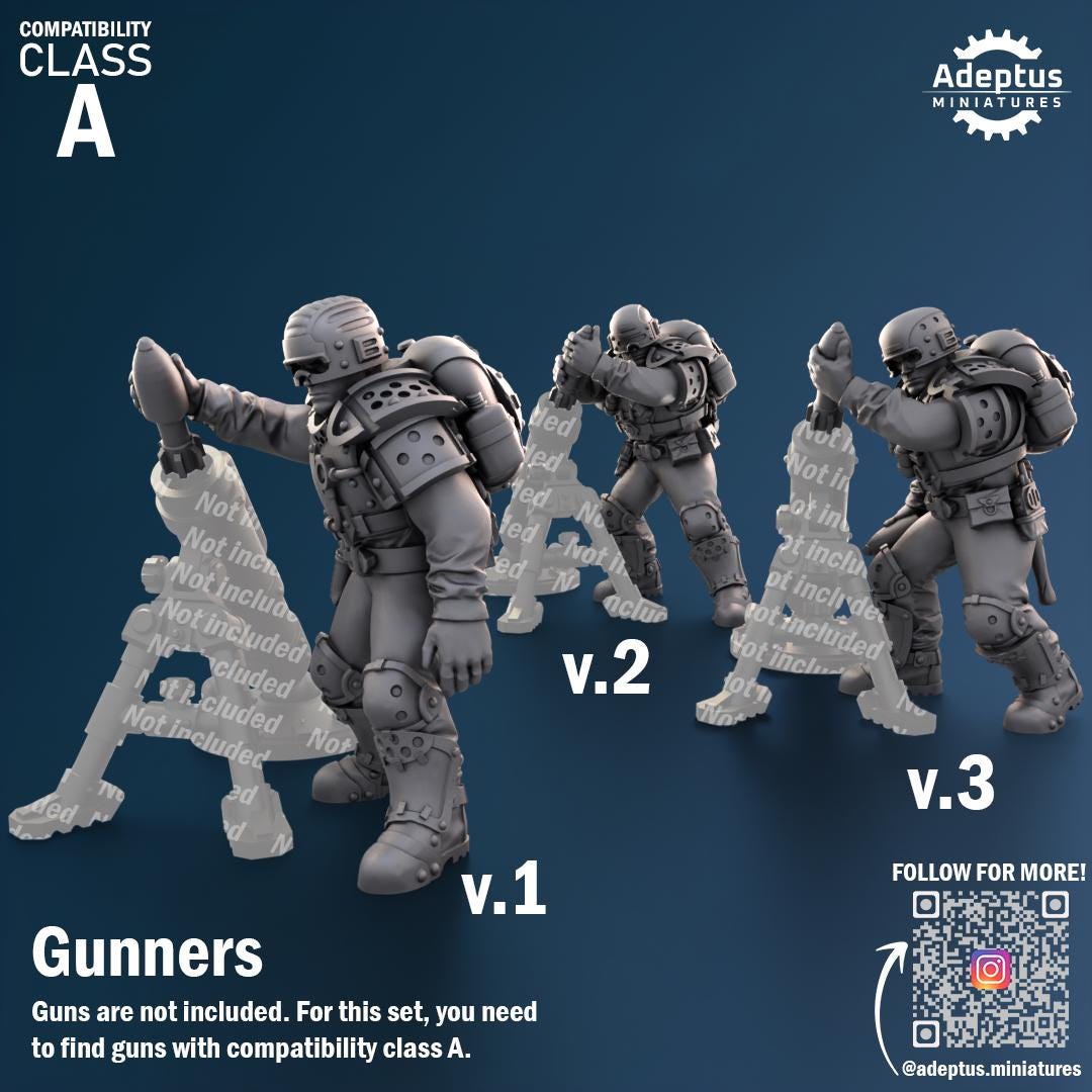Adeptus Miniatures Greyplate Troops Heavy Weapons Teams x3 (Custom Order) - product image 6 of 8