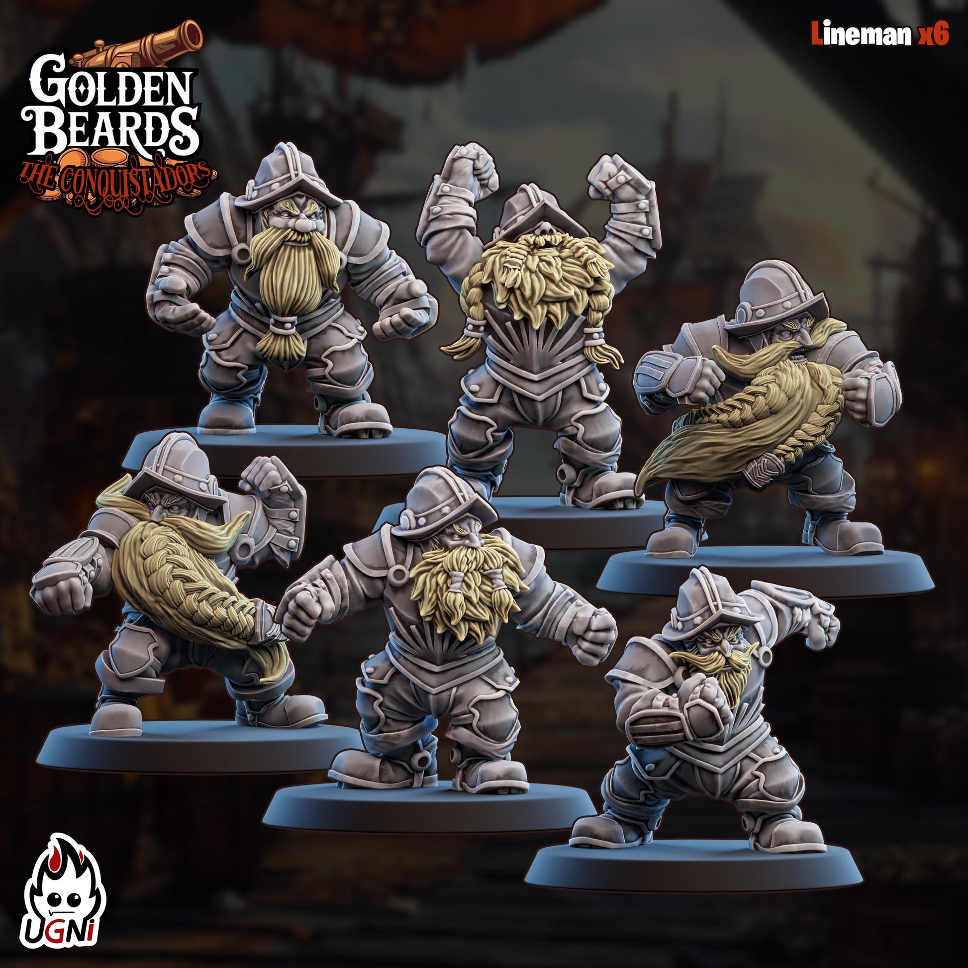 Golden Beards Dwarves (Conquistador Style) - Designed by UGNI Miniatures - Fantasy Football - product image 2 of 8