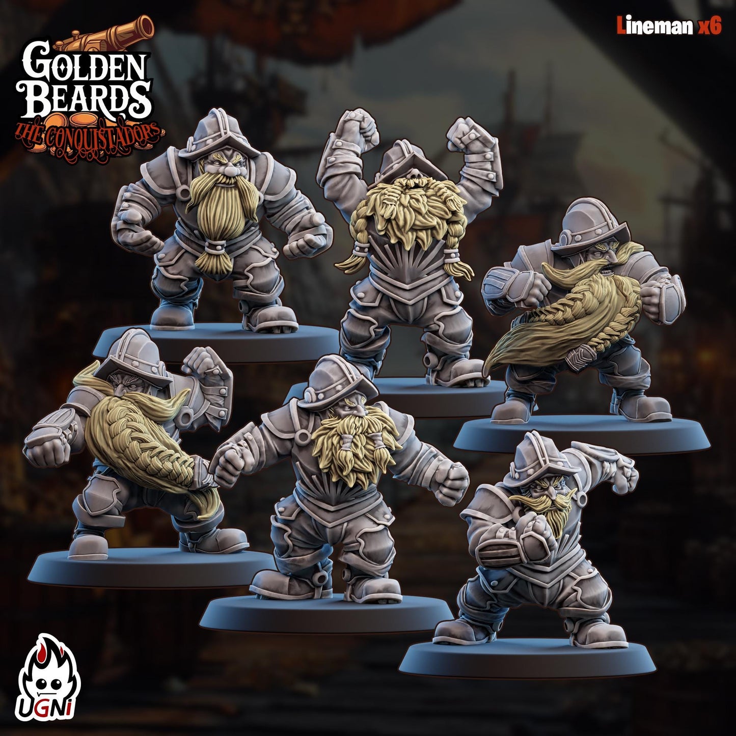 Golden Beards Dwarves (Conquistador Style) - Designed by UGNI Miniatures - Fantasy Football - product image 2 of 8