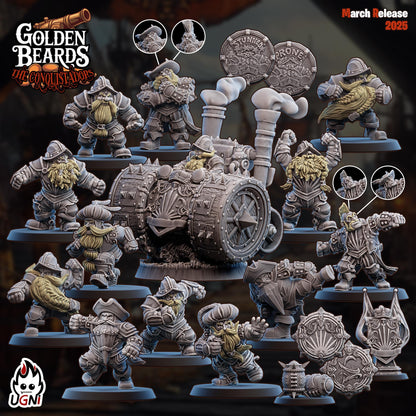Golden Beards Dwarves (Conquistador Style) - Designed by UGNI Miniatures - Fantasy Football - product image 1 of 8