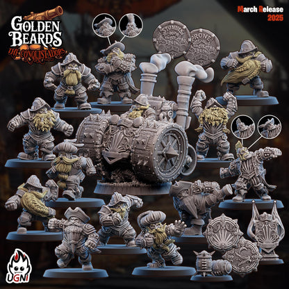 Golden Beards Dwarves (Conquistador Style) - Designed by UGNI Miniatures - Fantasy Football - product image 1 of 8