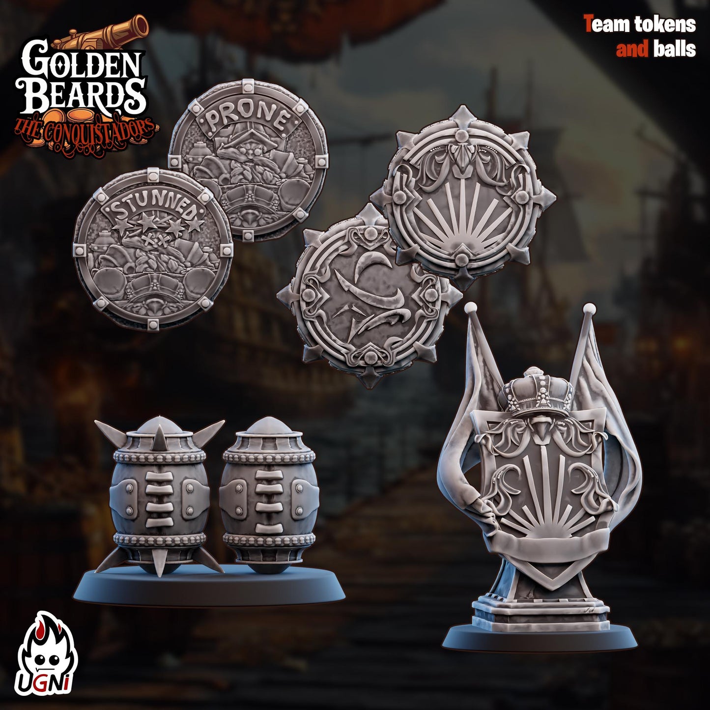 Golden Beards Dwarves (Conquistador Style) - Designed by UGNI Miniatures - Fantasy Football - product image 7 of 8