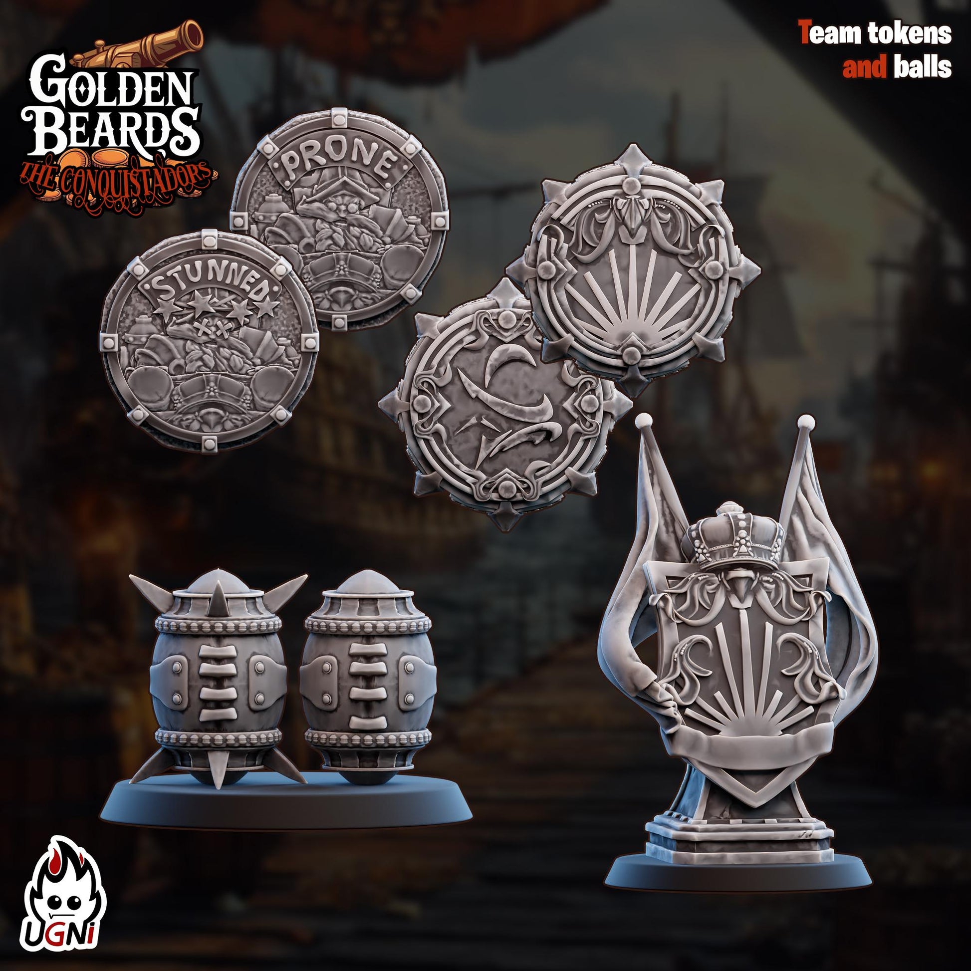 Golden Beards Dwarves (Conquistador Style) - Designed by UGNI Miniatures - Fantasy Football - product image 7 of 8