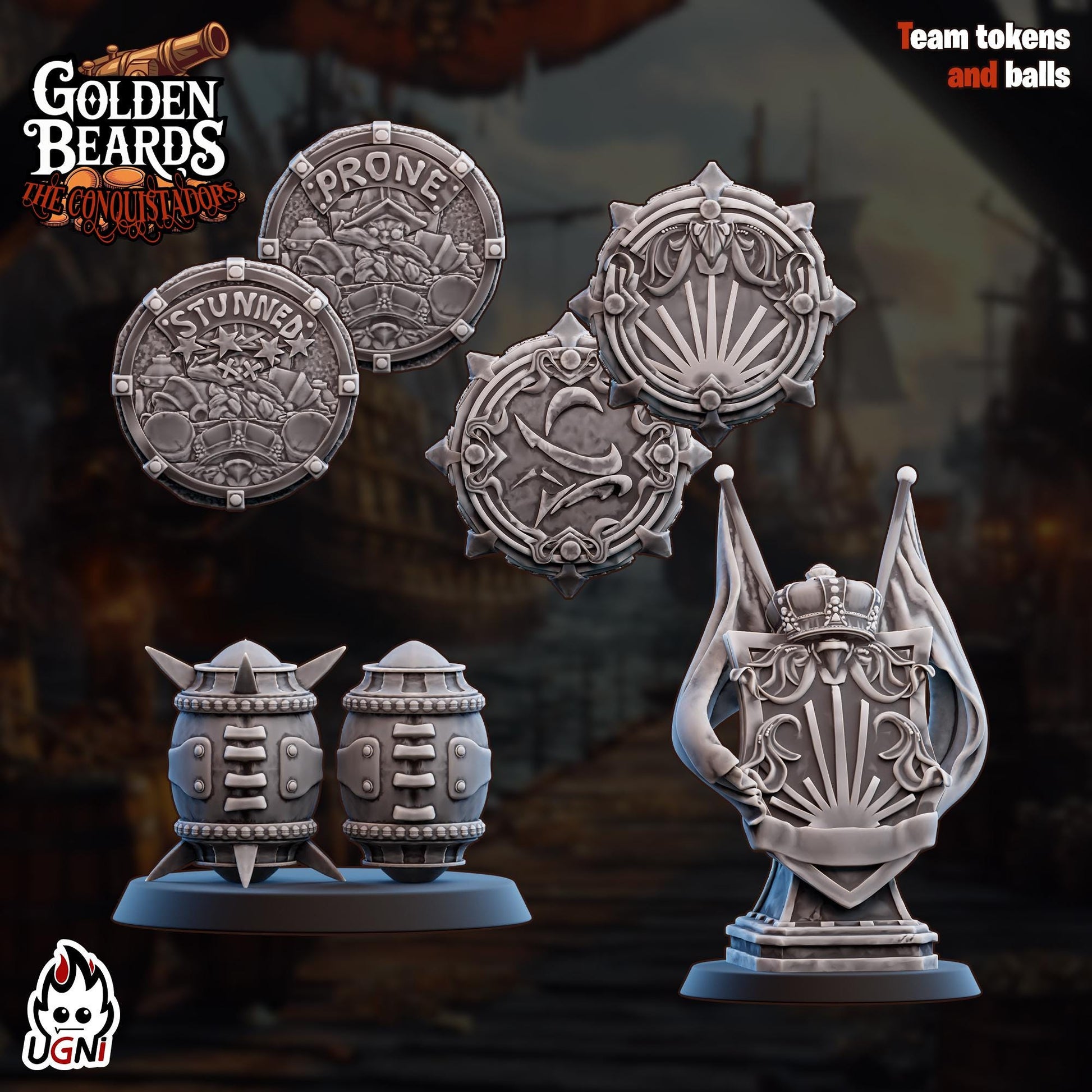 Golden Beards Dwarves (Conquistador Style) - Designed by UGNI Miniatures - Fantasy Football - product image 7 of 8
