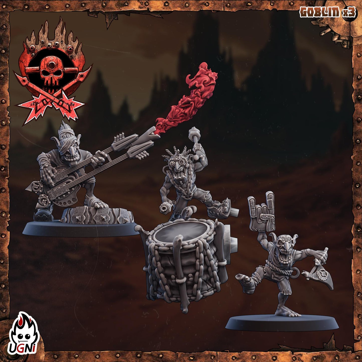 Fantasy Football Orcs - Rock Band (Mad Max Style) - Designed by UGNI Miniatures - Fantasy Football - product image 2 of 5