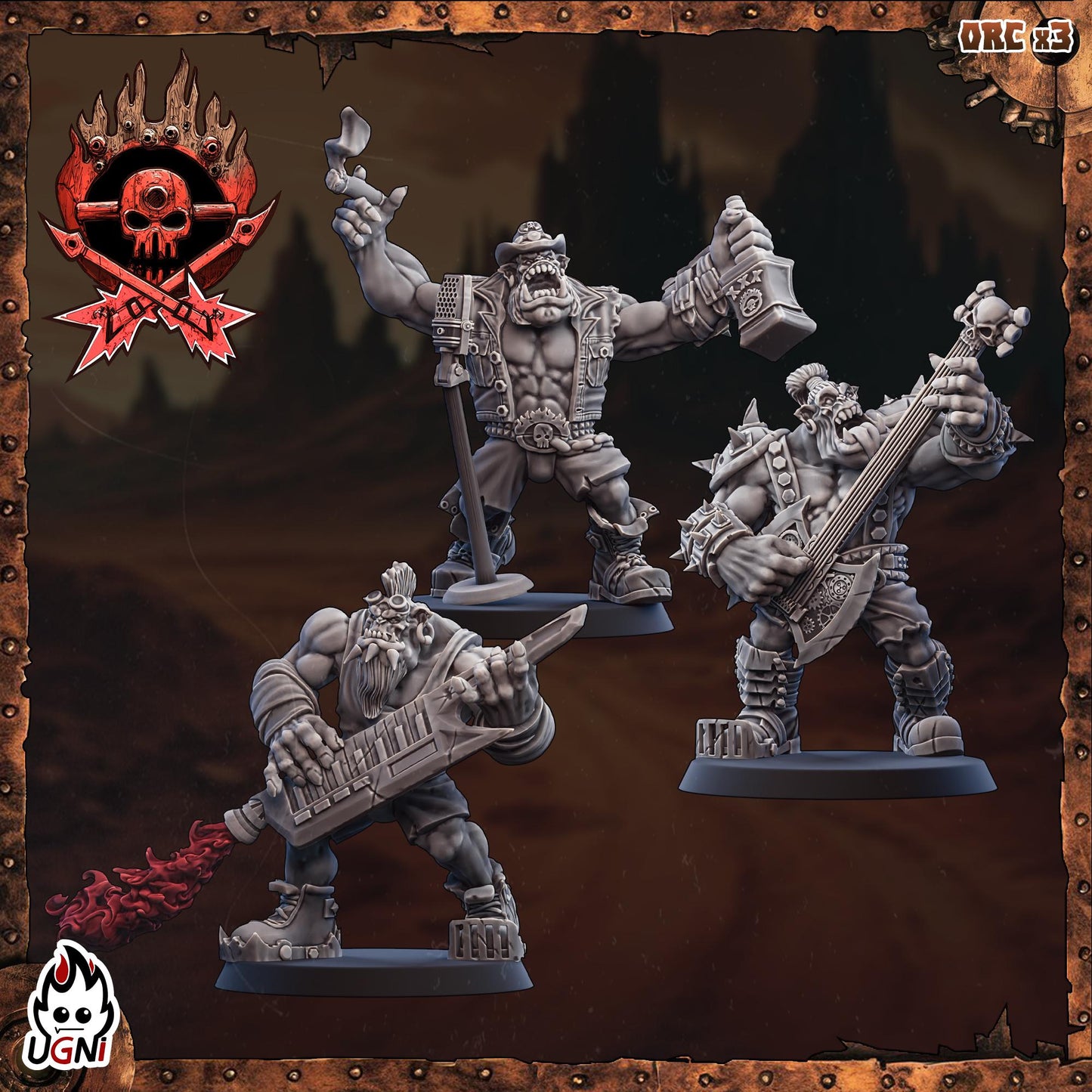 Fantasy Football Orcs - Rock Band (Mad Max Style) - Designed by UGNI Miniatures - Fantasy Football - product image 3 of 5