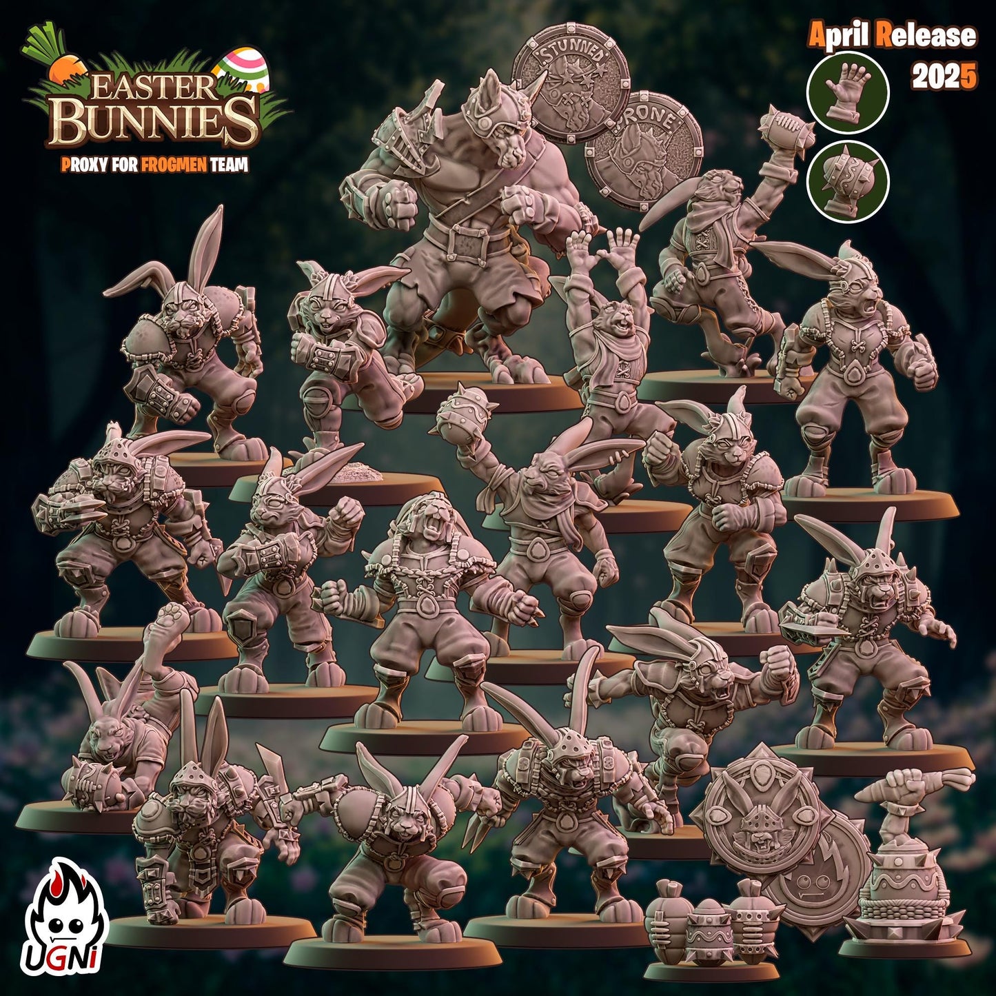 Easter Bunnies (Frogmen proxy) Designed by UGNI Miniatures - Fantasy Football - product image 1 of 8