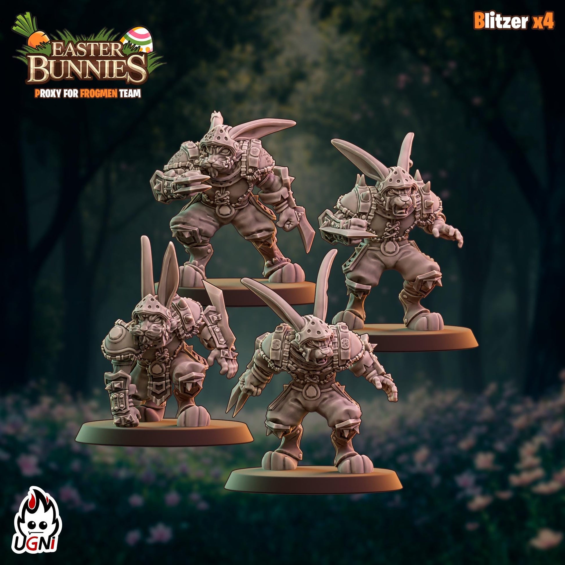 Easter Bunnies (Frogmen proxy) Designed by UGNI Miniatures - Fantasy Football - product image 4 of 8