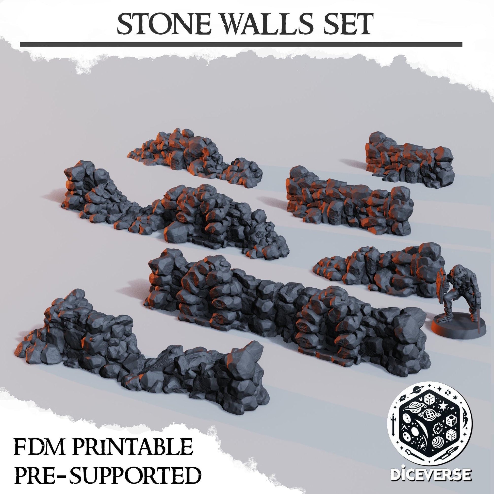 Diceverse Trench Terrain: Stone Walls Set - Trench  Compatible (Custom Order) - product image 1 of 2