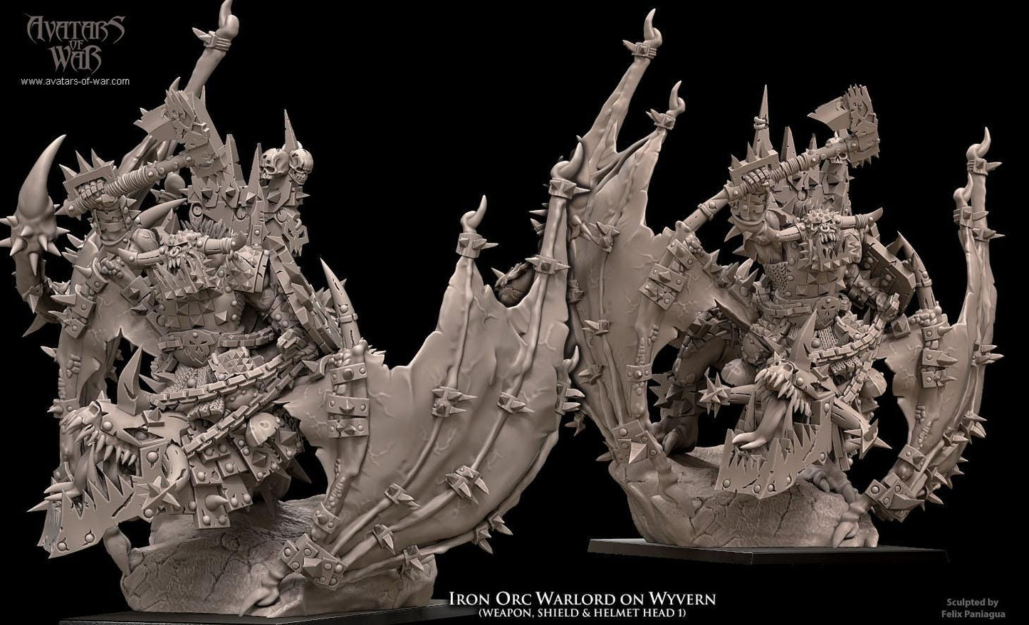 Avatars of War Iron Orc Warlord mounted on Wyvern - Fantasy / D&D (Custom Order) - product image 4 of 5